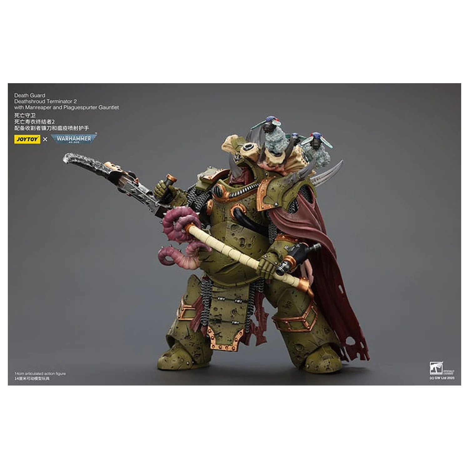 Warhammer 40k 1/18 Death Guard Deathshroud Terminator 2 with Manreaper and Plaguespurter Gauntlet akciófigura 14 cm  termékfotó