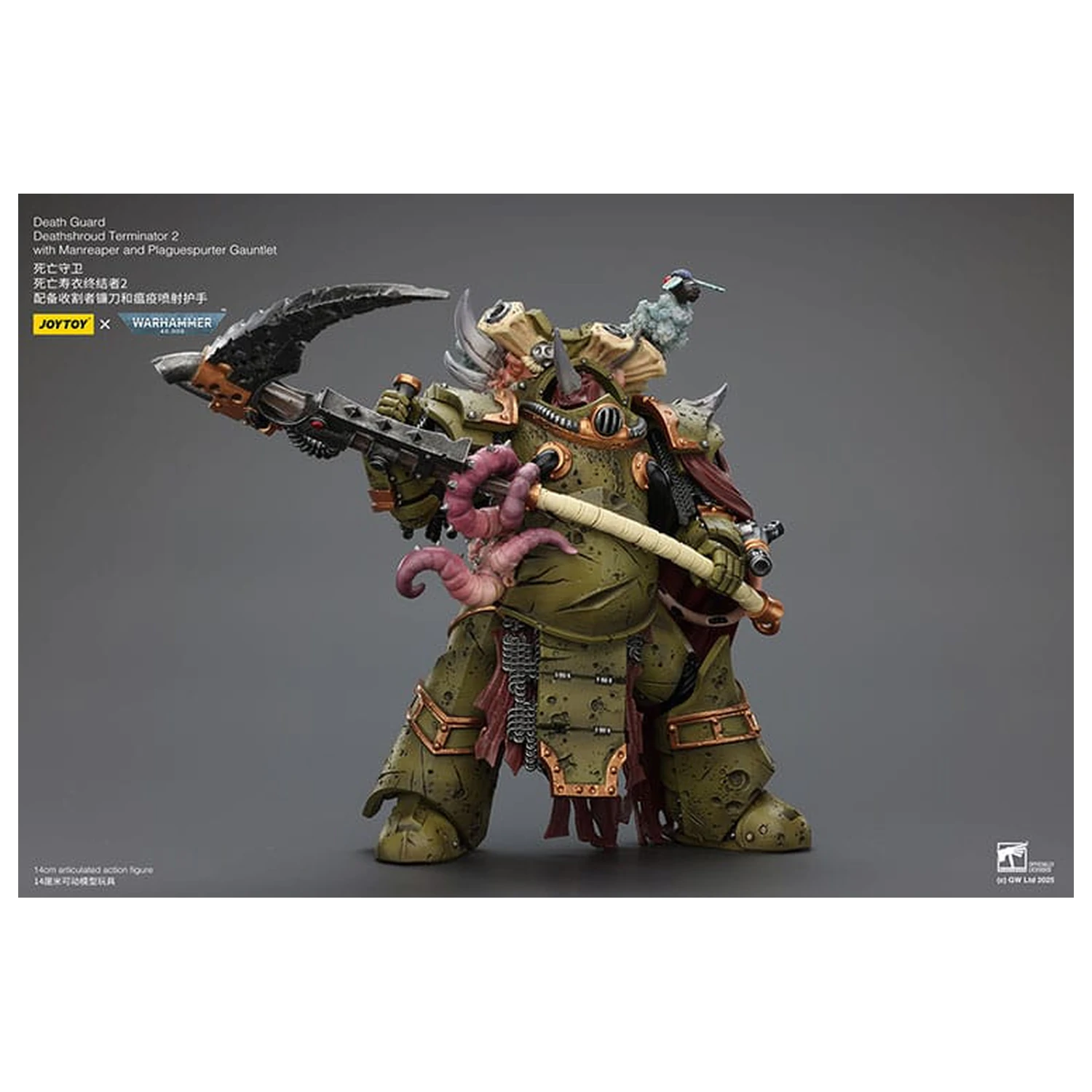 Warhammer 40k 1/18 Death Guard Deathshroud Terminator 2 with Manreaper and Plaguespurter Gauntlet akciófigura 14 cm  termékfotó