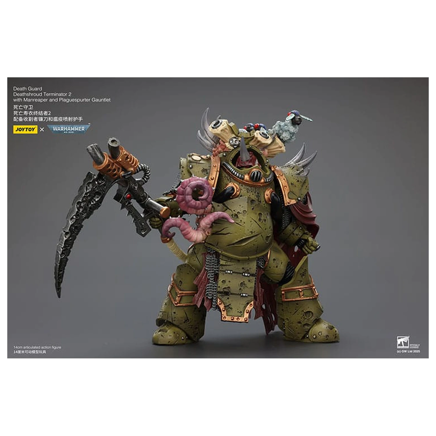Warhammer 40k 1/18 Death Guard Deathshroud Terminator 2 with Manreaper and Plaguespurter Gauntlet akciófigura 14 cm  termékfotó