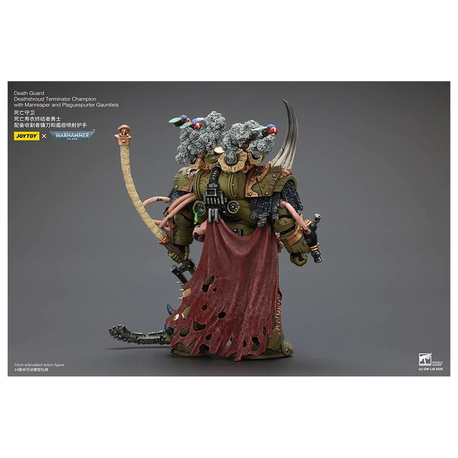 Warhammer 40k 1/18 Death Guard Deathshroud Terminator Championwith Manreaper and Plaguespurter Gauntlets akciófigura 14 cm  termékfotó