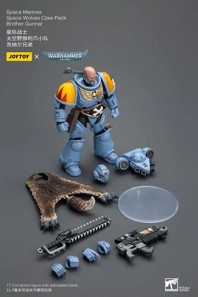 Warhammer 40k 1/18 Space Marines Space Wolves Claw Pack Brother Gunnar akciófigura 12 cm termékfotó