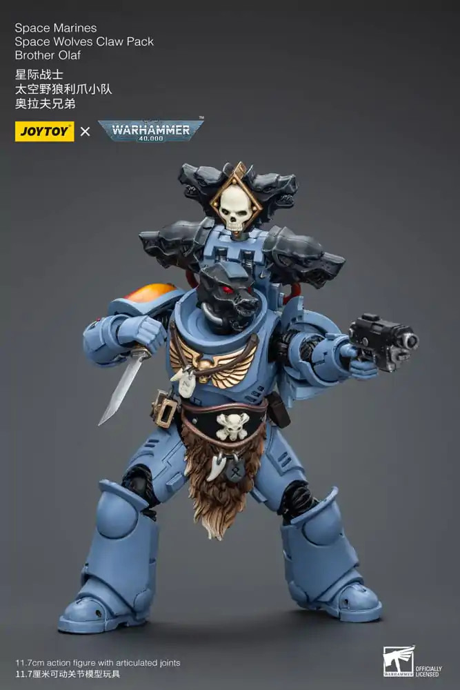 Warhammer 40k 1/18 Space Marines Space Wolves Claw Pack Brother Olaf akciófigura 12 cm termékfotó