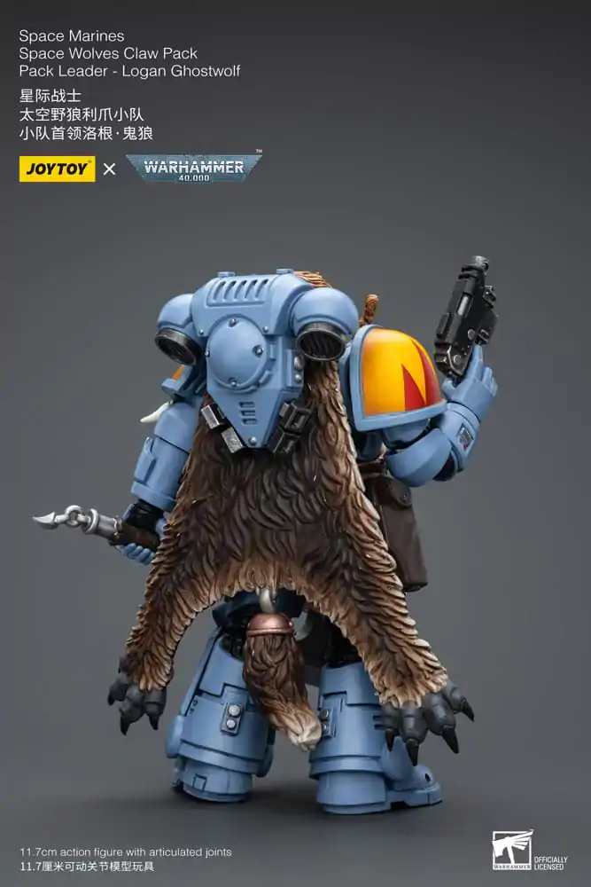 Warhammer 40k 1/18 Space Marines Space Wolves Claw Pack Pack Leader -Logan Ghostwolf akciófigura 12 cm termékfotó