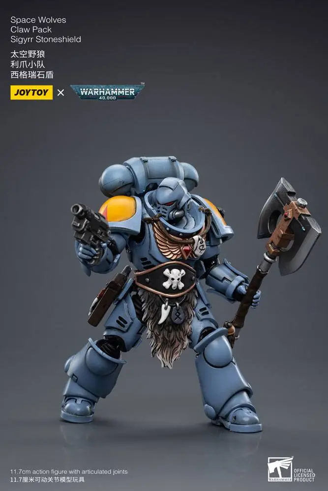 Warhammer 40k 1/18 Space Wolves Claw Pack Sigyrr Stoneshield akciófigura 12 cm termékfotó