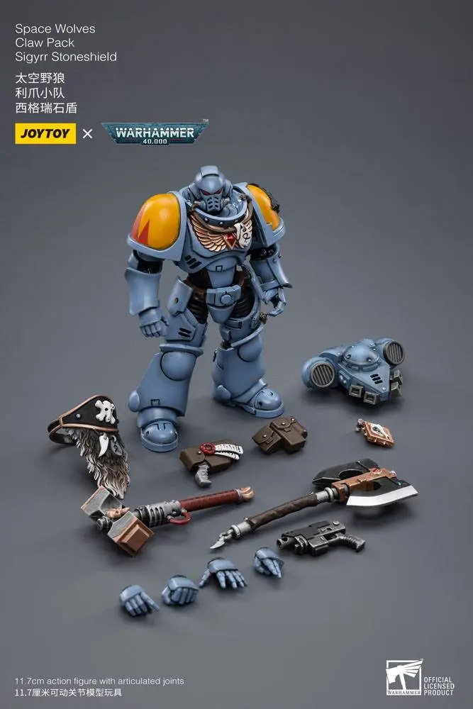 Warhammer 40k 1/18 Space Wolves Claw Pack Sigyrr Stoneshield akciófigura 12 cm termékfotó