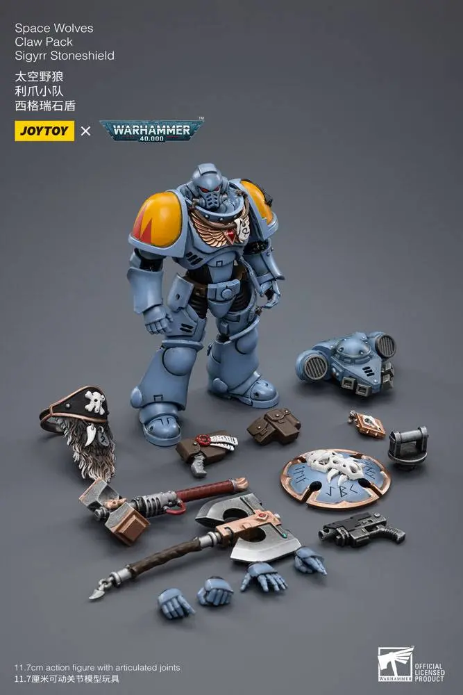 Warhammer 40k 1/18 Space Wolves Claw Pack Sigyrr Stoneshield akciófigura 12 cm termékfotó