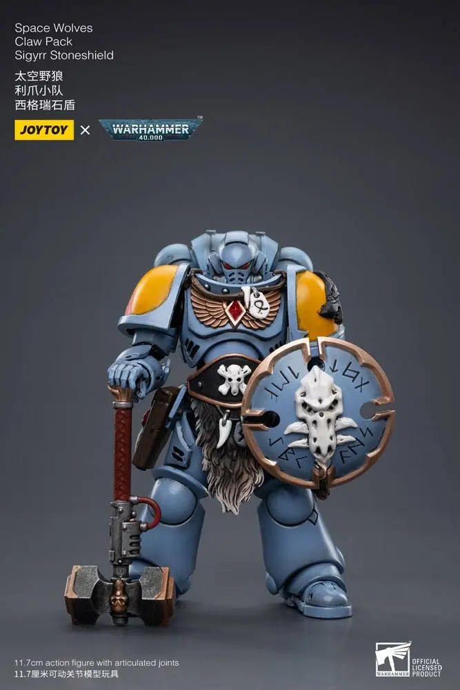 Warhammer 40k 1/18 Space Wolves Claw Pack Sigyrr Stoneshield akciófigura 12 cm termékfotó