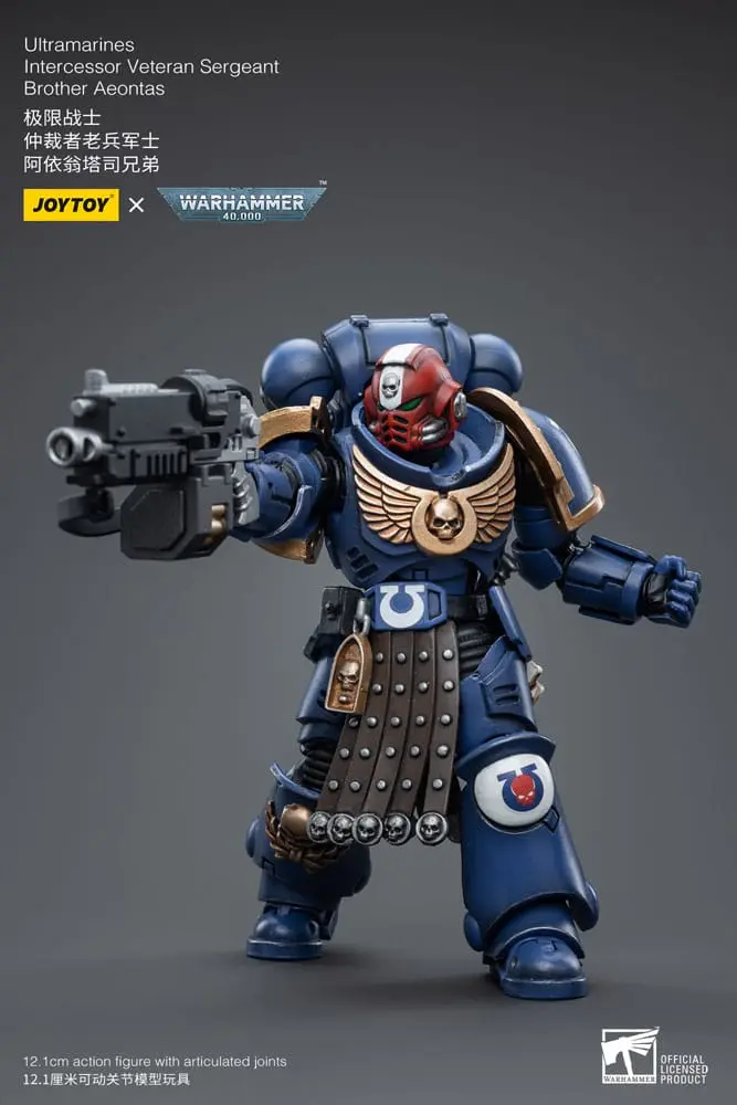 Warhammer 40k 1/18 Ultramarines Intercessor Veteran Sergeant Brother Aeontas akciófigura 12 cm termékfotó