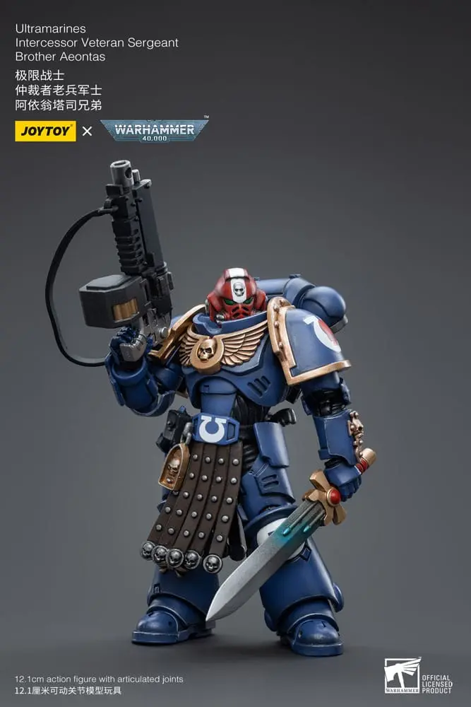 Warhammer 40k 1/18 Ultramarines Intercessor Veteran Sergeant Brother Aeontas akciófigura 12 cm termékfotó