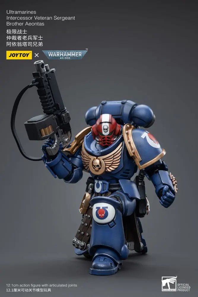 Warhammer 40k 1/18 Ultramarines Intercessor Veteran Sergeant Brother Aeontas akciófigura 12 cm termékfotó