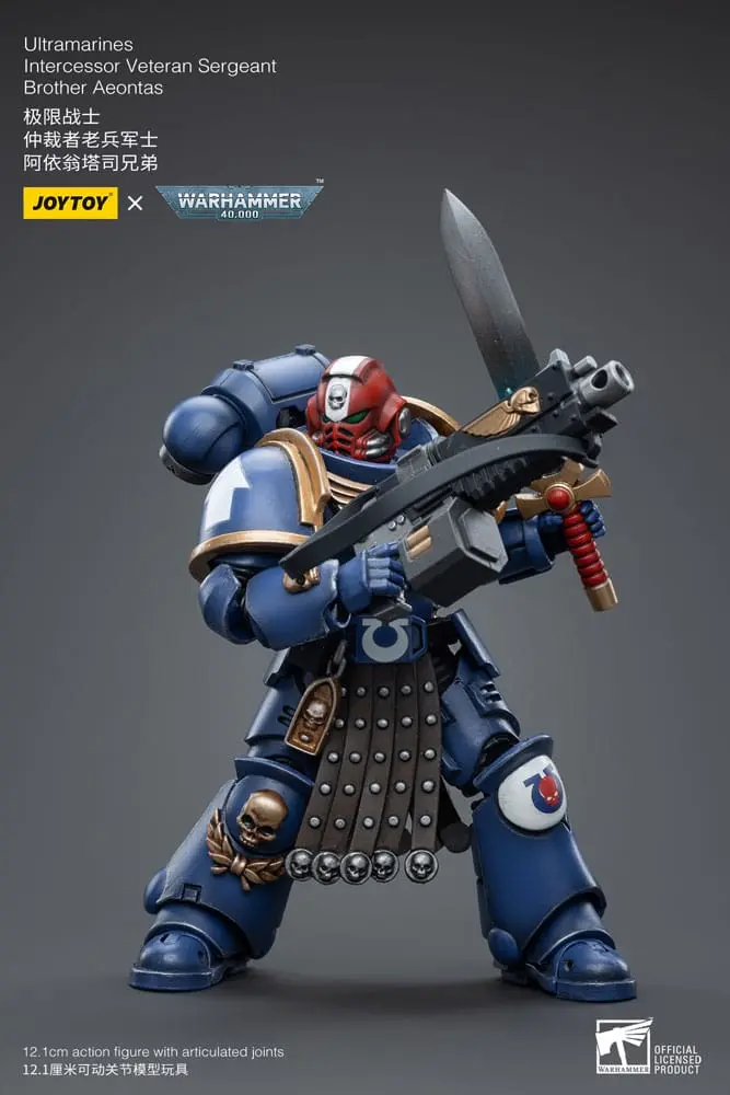 Warhammer 40k 1/18 Ultramarines Intercessor Veteran Sergeant Brother Aeontas akciófigura 12 cm termékfotó