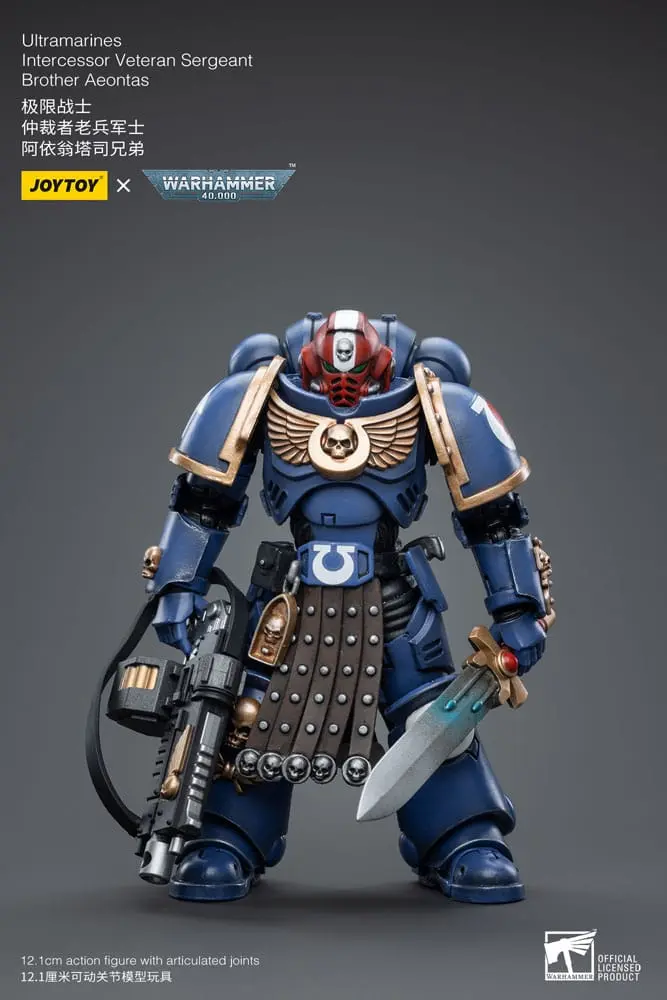 Warhammer 40k 1/18 Ultramarines Intercessor Veteran Sergeant Brother Aeontas akciófigura 12 cm termékfotó