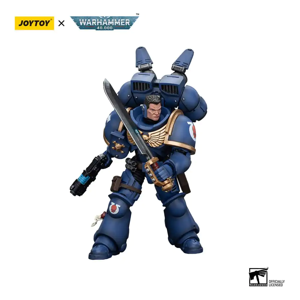 Warhammer 40k 1/18 Ultramarines Jump Pack Intercessors Sergeant With Plasma Pistol And Power Sword akciófigura 12 cm termékfotó