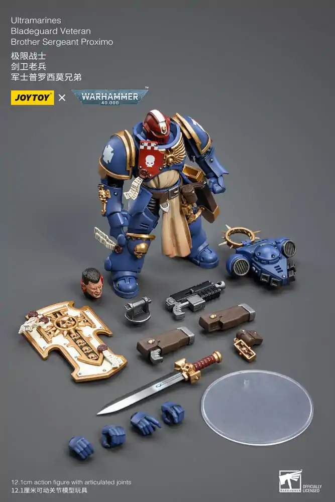 Warhammer 40k 1/18 Ultramarines Bladeguard Veteran Brother Sergeant Proximo akciófigura 12 cm termékfotó