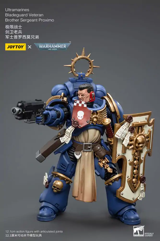 Warhammer 40k 1/18 Ultramarines Bladeguard Veteran Brother Sergeant Proximo akciófigura 12 cm termékfotó