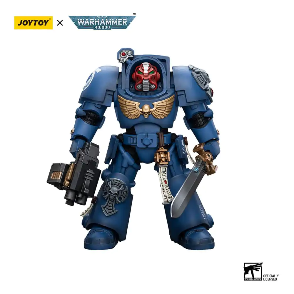 Warhammer 40k 1/18 Ultramarines Terminator Squad Sergeant with Power Sword and Teleport Homer akciófigura 12 cm termékfotó