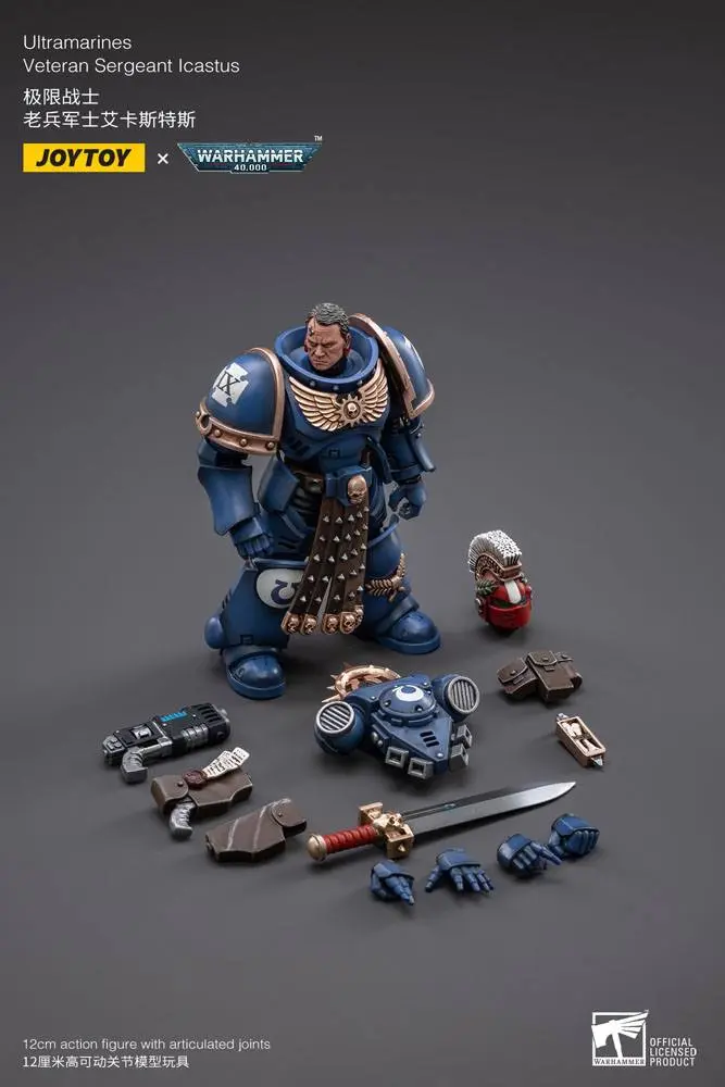Warhammer 40k 1/18 Ultramarines Veteran Sergeant Icastus akciófigura 12 cm termékfotó