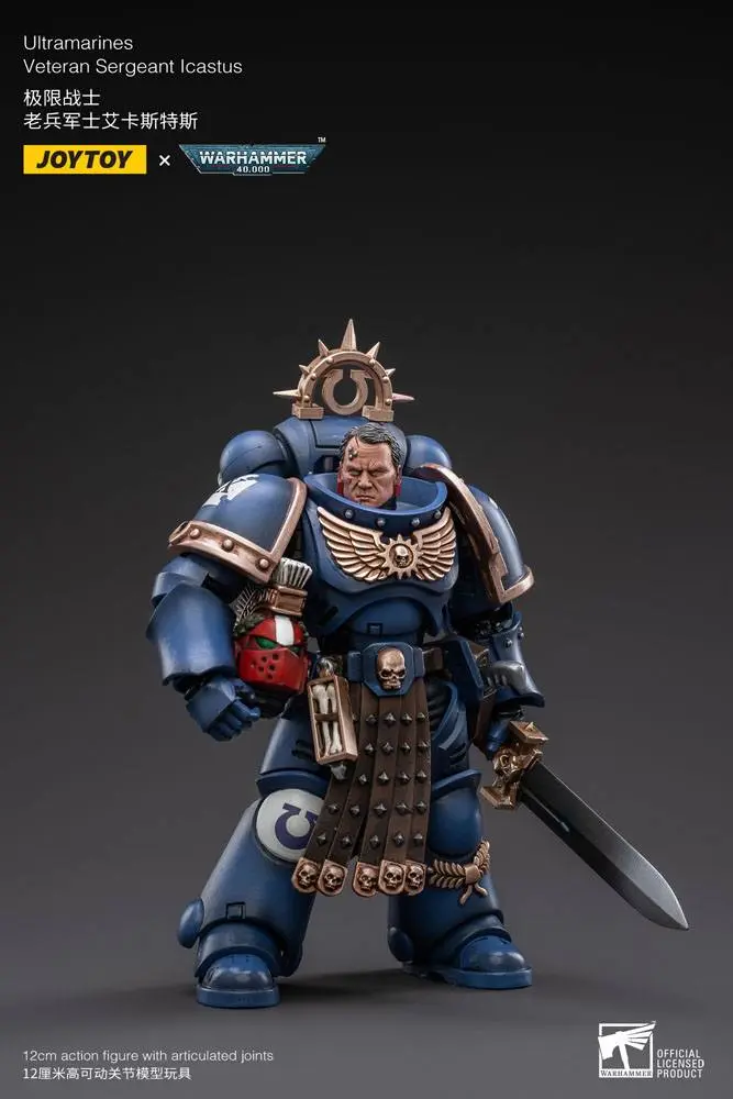 Warhammer 40k 1/18 Ultramarines Veteran Sergeant Icastus akciófigura 12 cm termékfotó