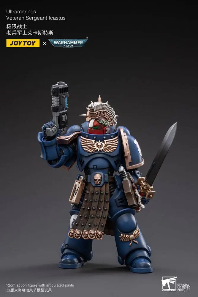 Warhammer 40k 1/18 Ultramarines Veteran Sergeant Icastus akciófigura 12 cm termékfotó