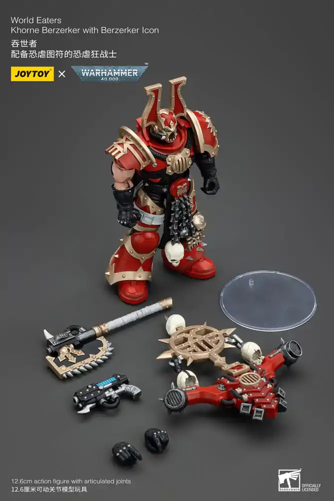 Warhammer 40k 1/18 World Eaters Khorne Berzerker with Berzerker lcon akciófigura 13 cm termékfotó