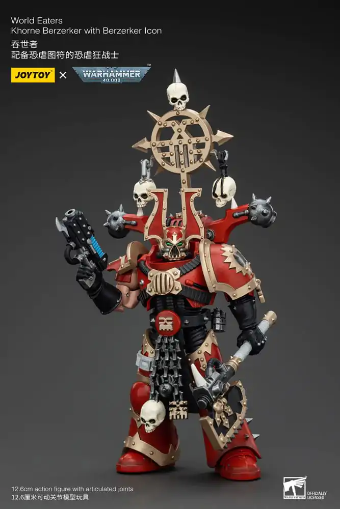 Warhammer 40k 1/18 World Eaters Khorne Berzerker with Berzerker lcon akciófigura 13 cm termékfotó