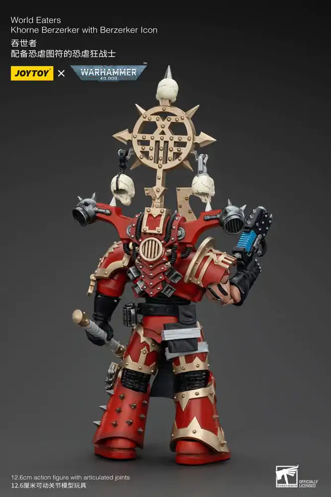 Warhammer 40k 1/18 World Eaters Khorne Berzerker with Berzerker lcon akciófigura 13 cm termékfotó