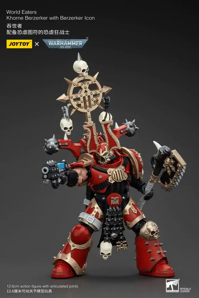 Warhammer 40k 1/18 World Eaters Khorne Berzerker with Berzerker lcon akciófigura 13 cm termékfotó