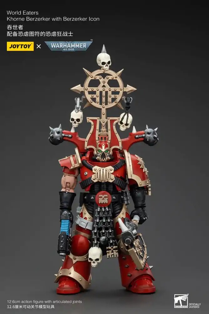 Warhammer 40k 1/18 World Eaters Khorne Berzerker with Berzerker lcon akciófigura 13 cm termékfotó