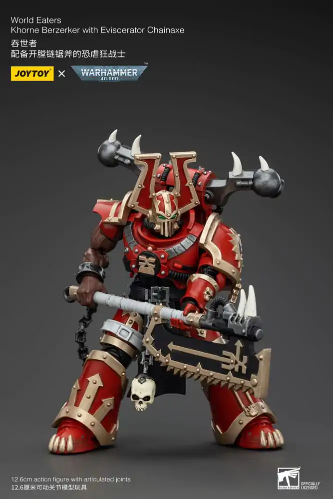 Warhammer 40k 1/18 World Eaters Khorne Berzerker with Eviscerator Chainaxe akciófigura 13 cm termékfotó