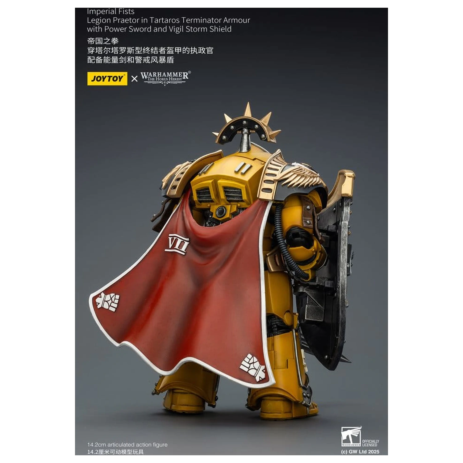 Warhammer Imperial Fists akciófigura Legion Praetor in Tartaros Terminator Armourwith Power Sword and Vigil Storm Shield 14 cm termékfotó