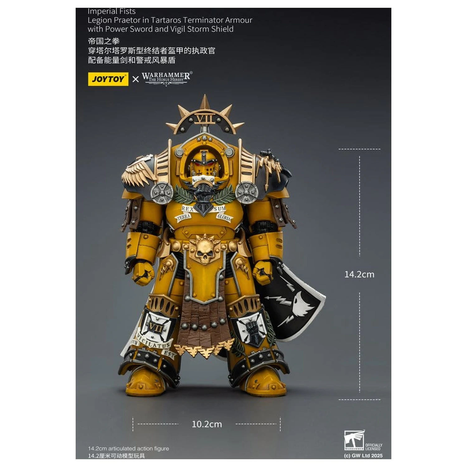 Warhammer Imperial Fists akciófigura Legion Praetor in Tartaros Terminator Armourwith Power Sword and Vigil Storm Shield 14 cm termékfotó