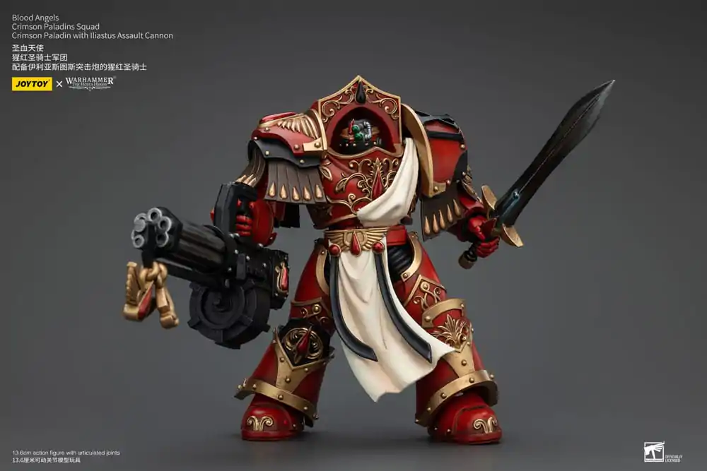 Warhammer The Horus Heresy 1/18 Blood Angels Crimson Paladins Squad Crimson Paladin with Iliastus Assault Cannon akciófigura 14 cm termékfotó