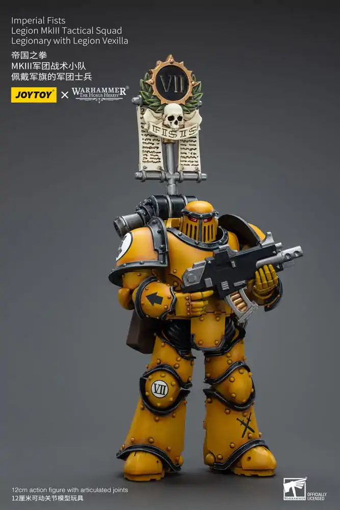 Warhammer The Horus Heresy Actionfigur 1/18 Imperial Fists Legion MkIII Tactical Squad Legionary with Legion Vexilla 12 cm termékfotó