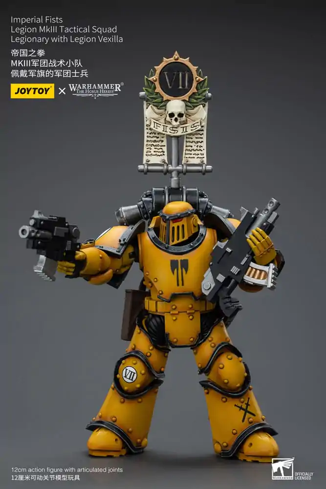 Warhammer The Horus Heresy Actionfigur 1/18 Imperial Fists Legion MkIII Tactical Squad Legionary with Legion Vexilla 12 cm termékfotó