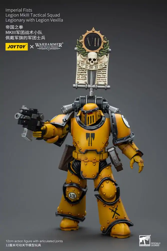 Warhammer The Horus Heresy Actionfigur 1/18 Imperial Fists Legion MkIII Tactical Squad Legionary with Legion Vexilla 12 cm termékfotó