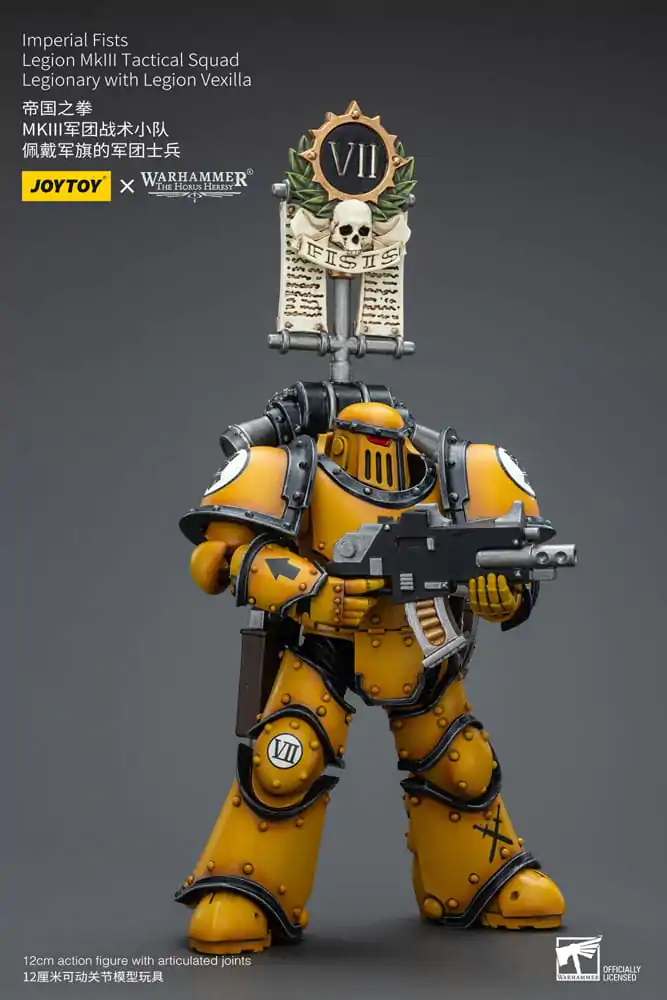 Warhammer The Horus Heresy Actionfigur 1/18 Imperial Fists Legion MkIII Tactical Squad Legionary with Legion Vexilla 12 cm termékfotó