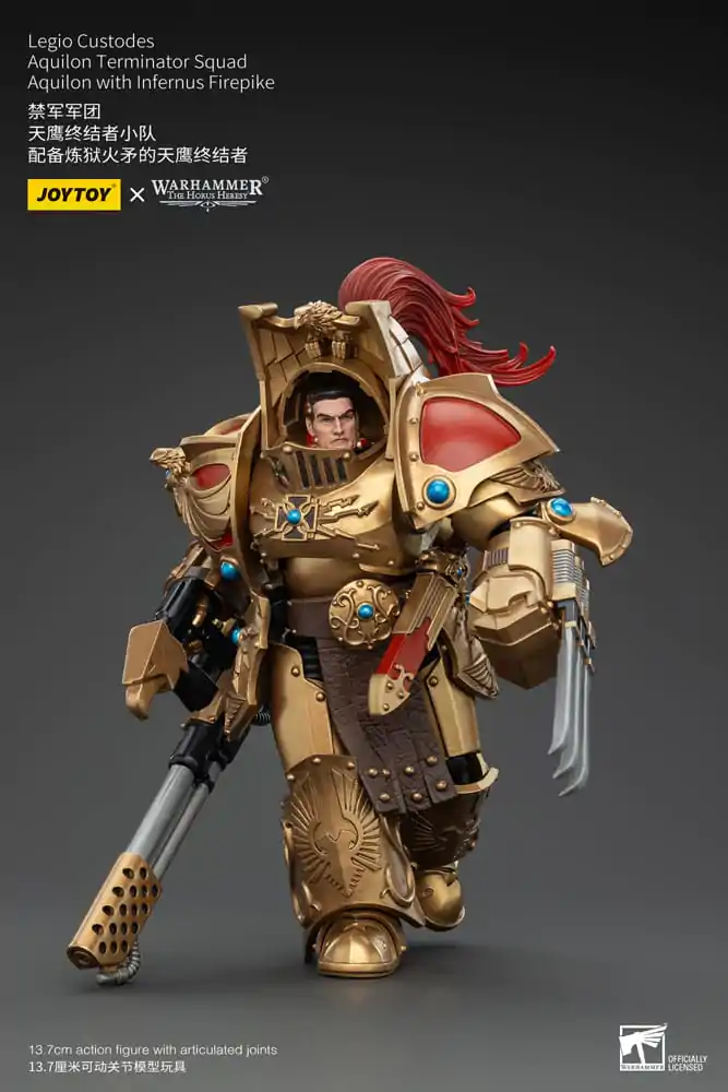 Warhammer The Horus Heresy 1/18 Legio Custodes Aquilon Terminator Squad Aquilon with Infernus Firepike akciófigura 14 cm termékfotó