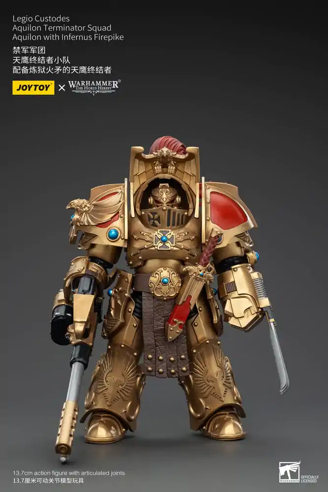 Warhammer The Horus Heresy 1/18 Legio Custodes Aquilon Terminator Squad Aquilon with Infernus Firepike akciófigura 14 cm termékfotó