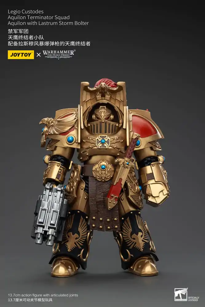 Warhammer The Horus Heresy 1/18 Legio Custodes Aquilon Terminator Squad Aquilon with Lastrum Storm Bolter akciófigura 14 cm termékfotó