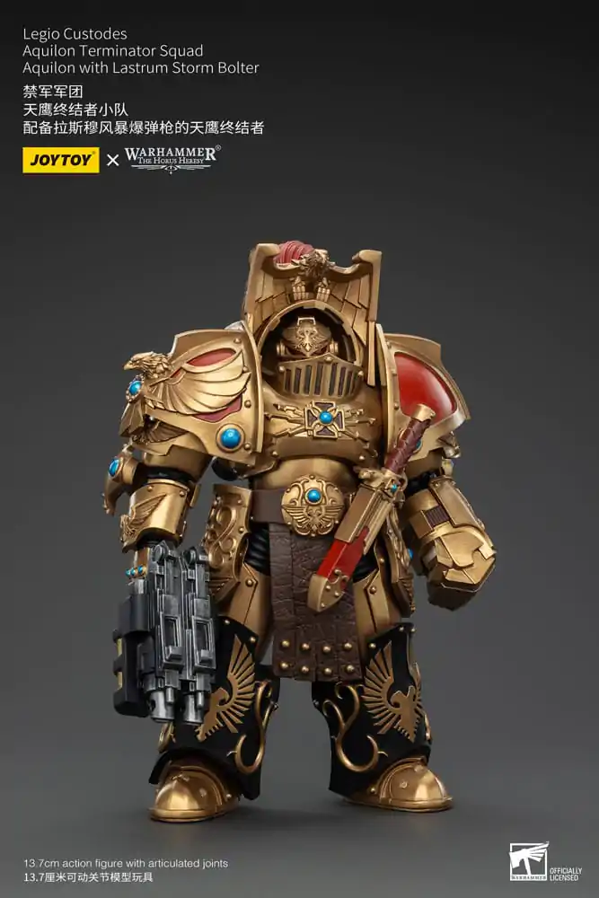 Warhammer The Horus Heresy 1/18 Legio Custodes Aquilon Terminator Squad Aquilon with Lastrum Storm Bolter akciófigura 14 cm termékfotó