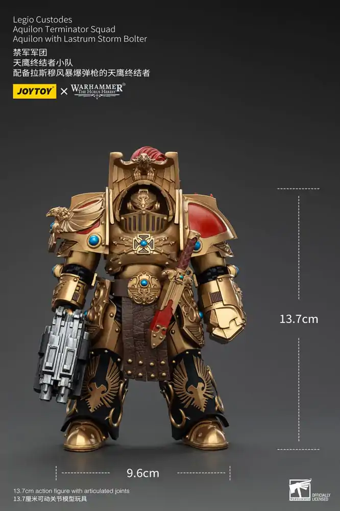 Warhammer The Horus Heresy 1/18 Legio Custodes Aquilon Terminator Squad Aquilon with Lastrum Storm Bolter akciófigura 14 cm termékfotó