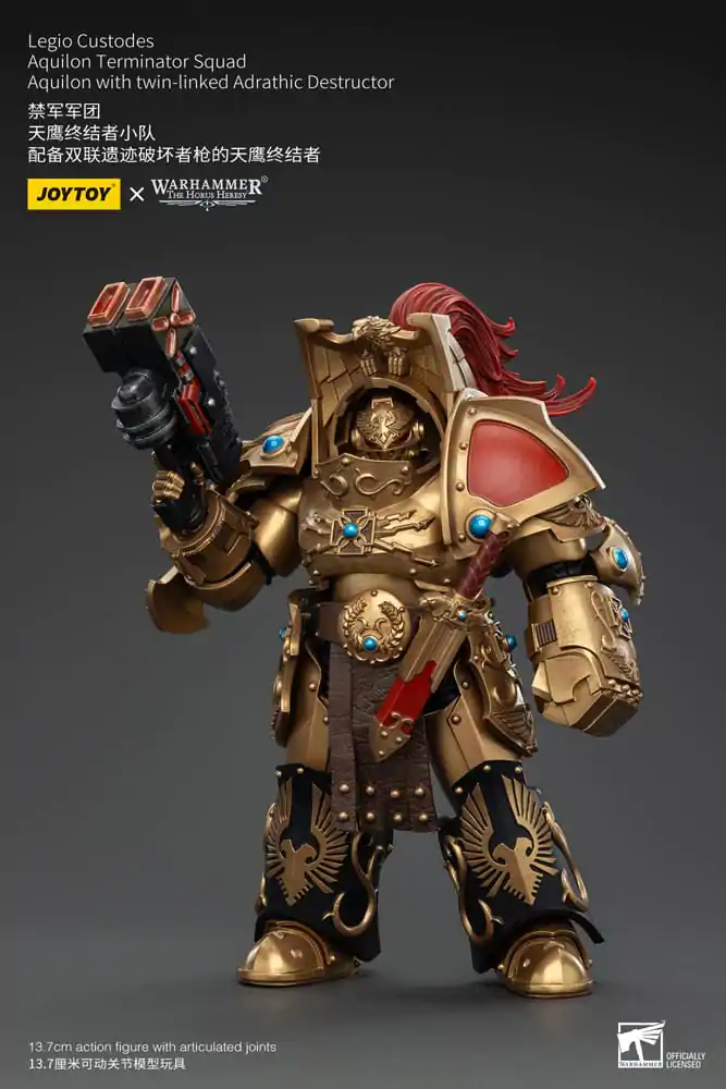 Warhammer The Horus Heresy 1/18 Legio Custodes Aquilon Terminator Squad Aquilon with twin-linked Adrathic Destructor akciófigura 14 cm termékfotó