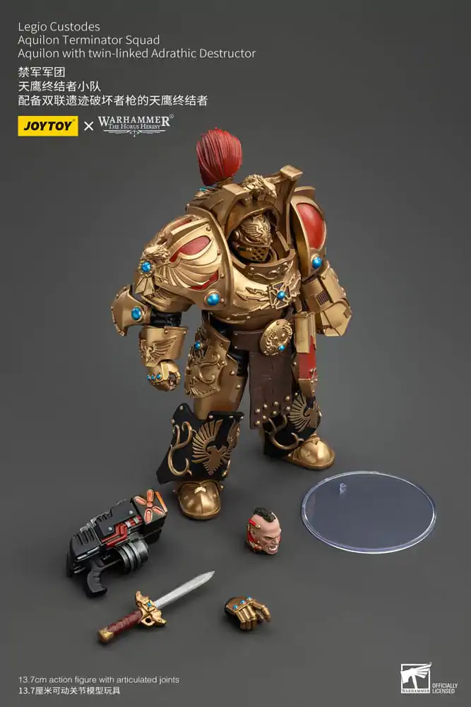 Warhammer The Horus Heresy 1/18 Legio Custodes Aquilon Terminator Squad Aquilon with twin-linked Adrathic Destructor akciófigura 14 cm termékfotó