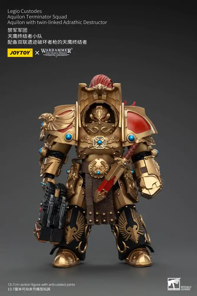 Warhammer The Horus Heresy 1/18 Legio Custodes Aquilon Terminator Squad Aquilon with twin-linked Adrathic Destructor akciófigura 14 cm termékfotó