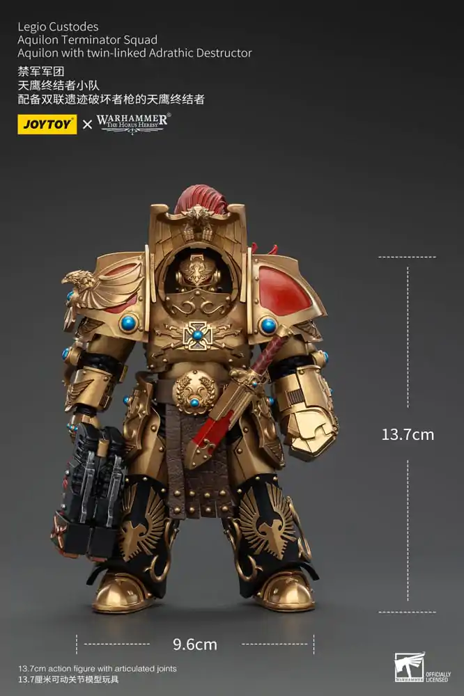 Warhammer The Horus Heresy 1/18 Legio Custodes Aquilon Terminator Squad Aquilon with twin-linked Adrathic Destructor akciófigura 14 cm termékfotó