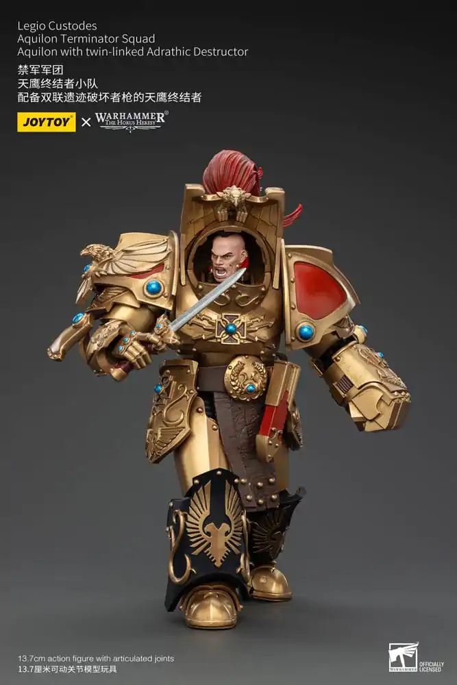 Warhammer The Horus Heresy 1/18 Legio Custodes Aquilon Terminator Squad Aquilon with twin-linked Adrathic Destructor akciófigura 14 cm termékfotó