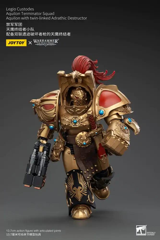 Warhammer The Horus Heresy 1/18 Legio Custodes Aquilon Terminator Squad Aquilon with twin-linked Adrathic Destructor akciófigura 14 cm termékfotó