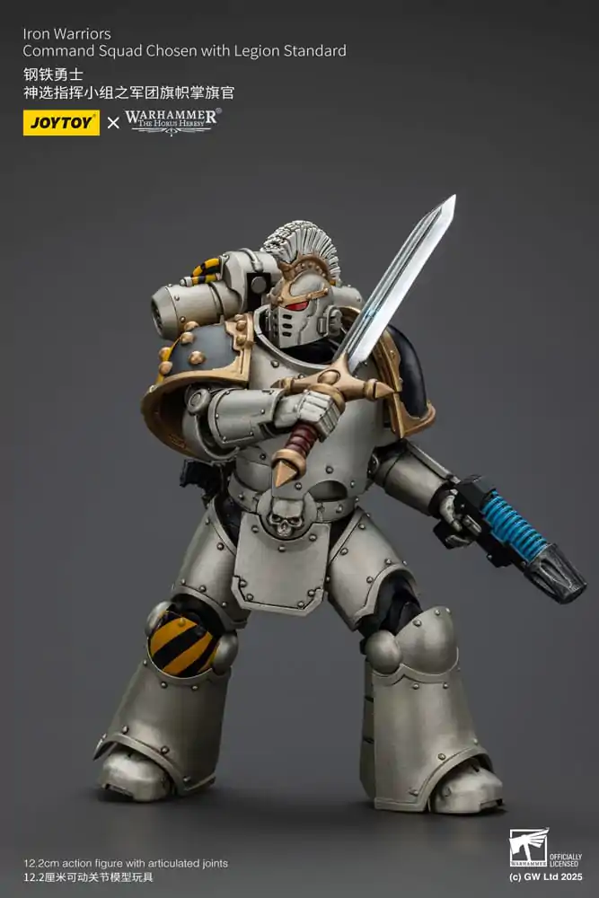 Warhammer The Horus Heresy 1/18 lron Warriors Command Squad Chosen with Legion Standard akciófigura 12 cm termékfotó