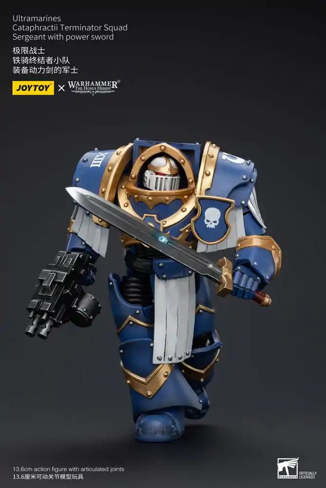 Warhammer The Horus Heresy 1/18 Ultramarines Cataphractii Terminator Squad Sergeant with Power Sword akciófigura 14 cm termékfotó