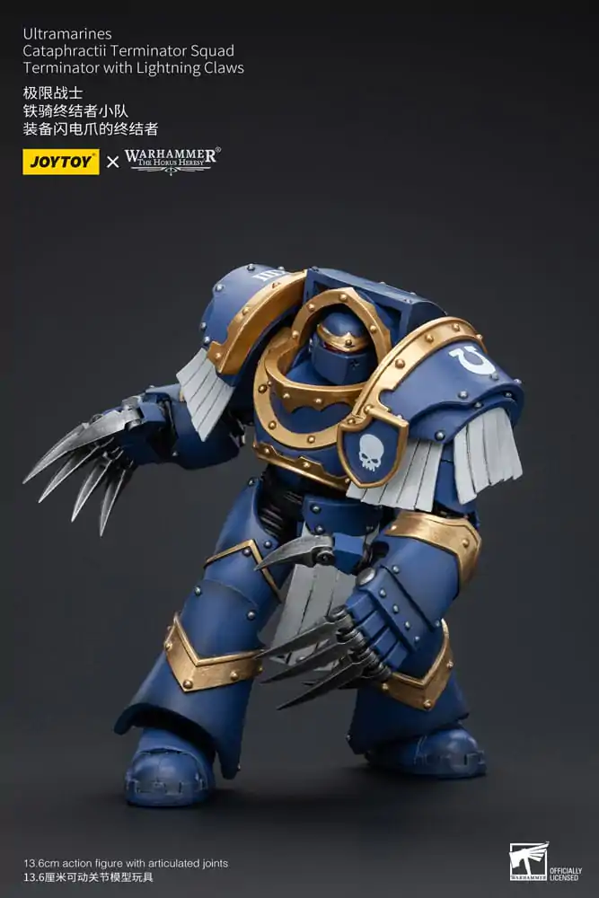 Warhammer The Horus Heresy 1/18 Ultramarines Cataphractii Terminator Squad Terminator Lightning Claws akciófigura 14 cm termékfotó